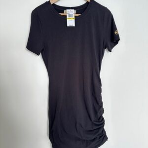 Michael Kors Black Fitted Ruched T-Shirt Dress